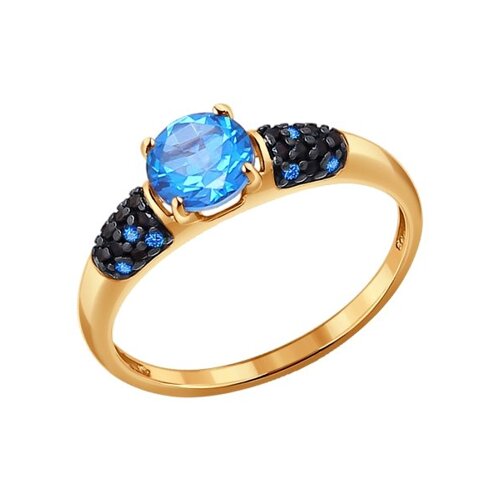 

Золотое кольцо с топазами Swarovski и фианитами SOKOLOV