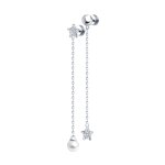 Серьги из серебра с жемчугом Swarovski и фианитами