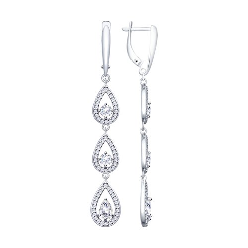 Серьги из серебра с фианитами