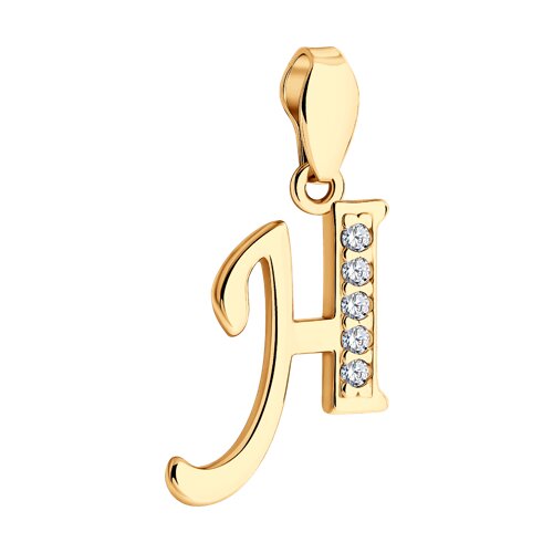 Подвеска из золочёного серебра с фианитами - фото 2