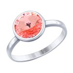 Кольцо из серебра с розовым кристаллом Swarovski