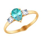 Кольцо из золота с бесцветными и зелёным Swarovski Zirconia
