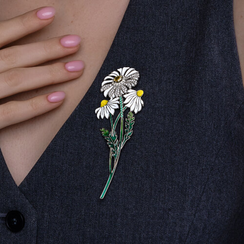 Брошь из серебра с фианитами и эмалью - фото 3