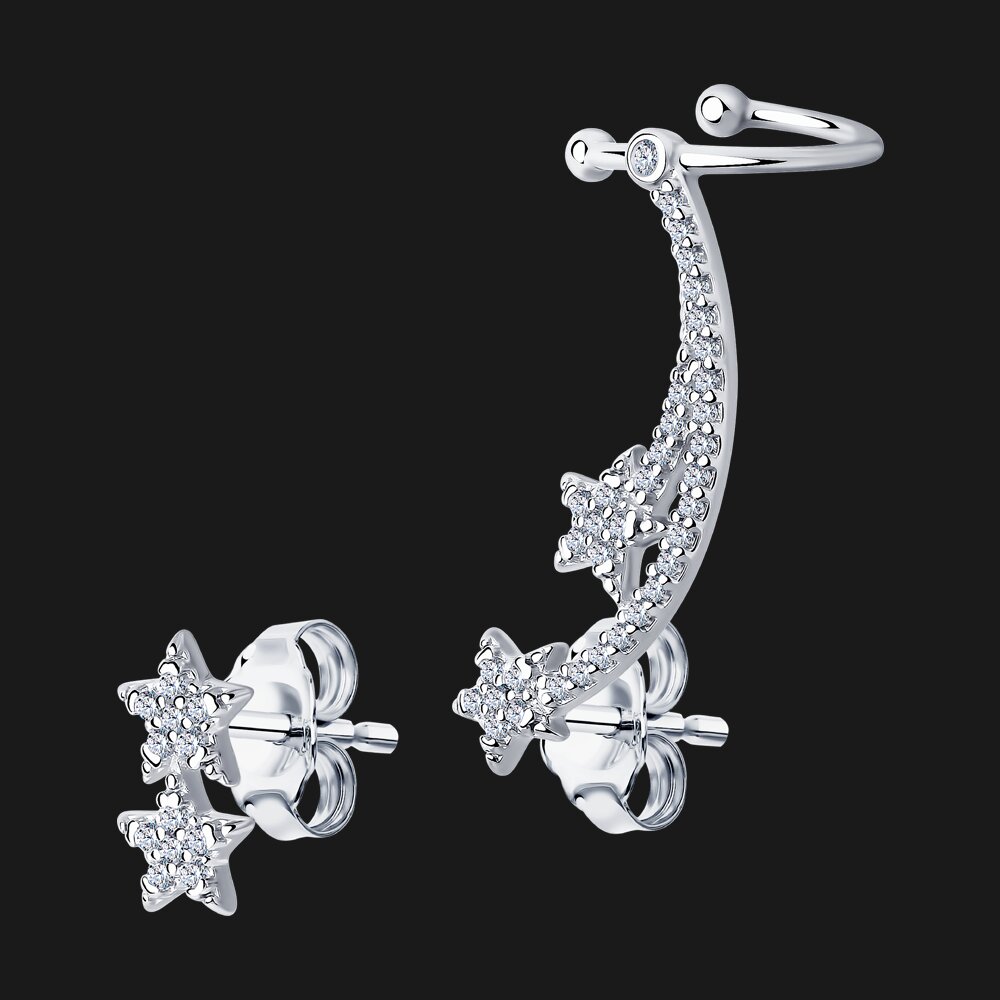 Серьга из серебра с фианитами SOKOLOV – купить в официальном