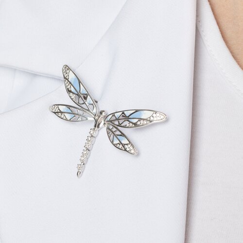 Брошь из серебра с эмалью с фианитами - фото 3