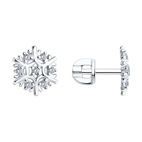 Серьги из серебра с фианитами - фото 1