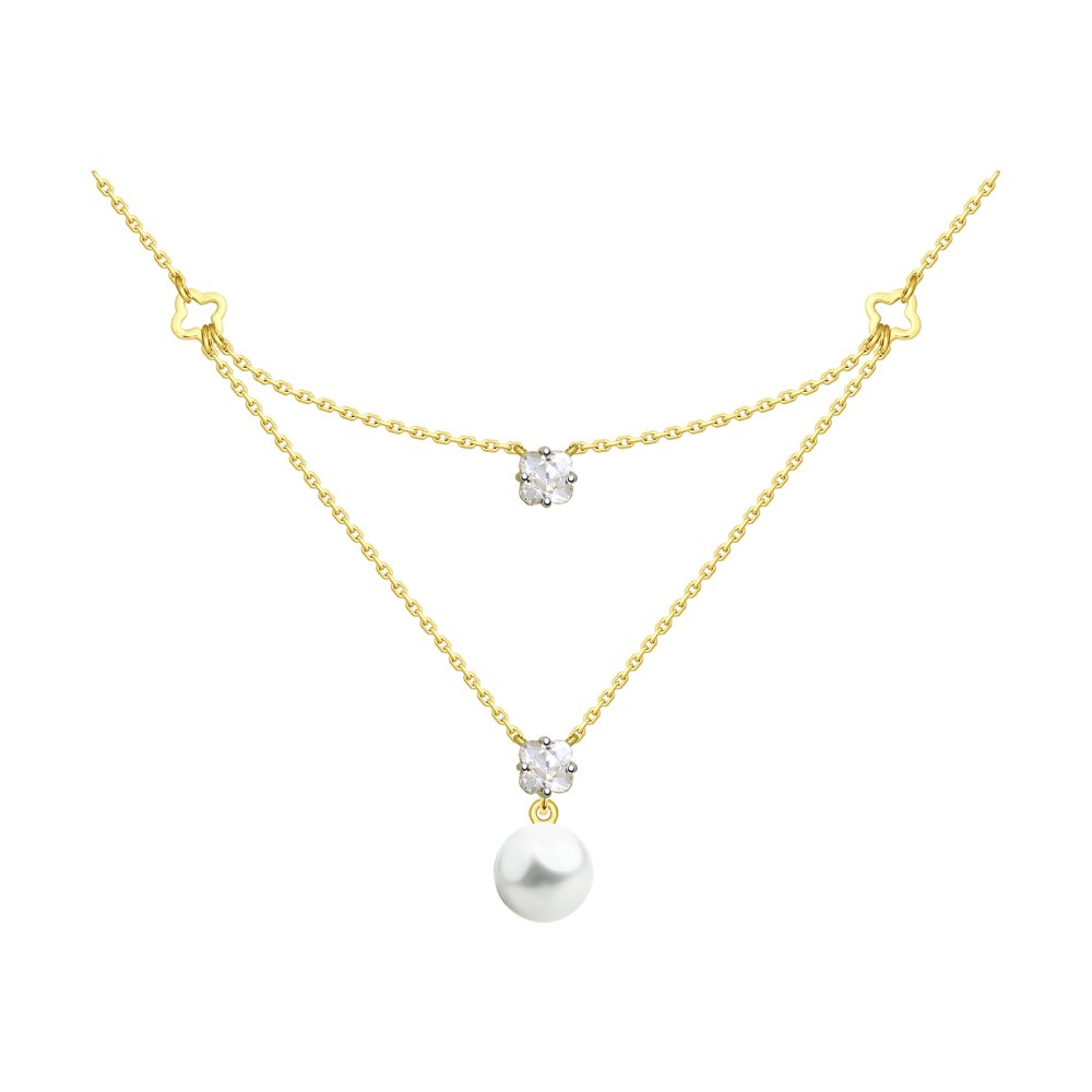 

Колье SOKOLOV из желтого золота с жемчугом и Swarovski Zirconia