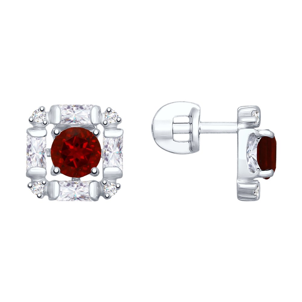 

Серьги SOKOLOV из серебра с гранатами и фианитами