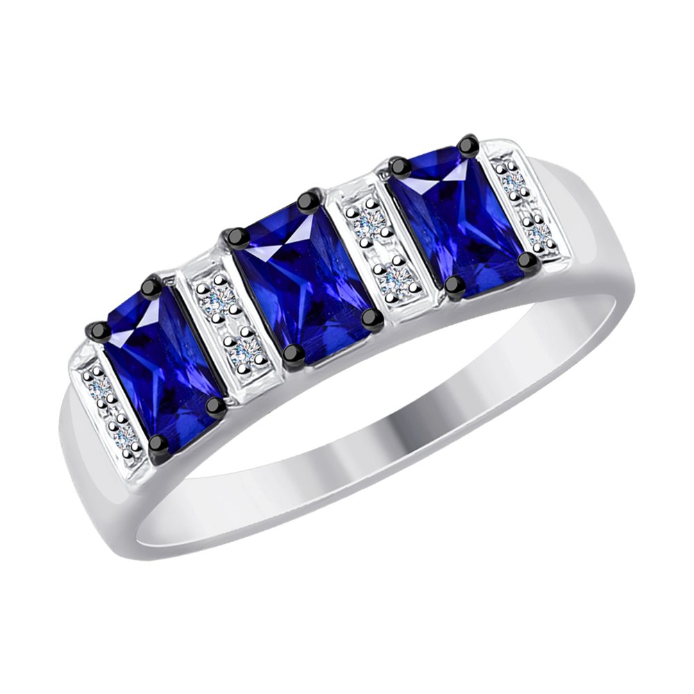

Кольцо SOKOLOV Diamonds из белого золота с бриллиантами и синими корунд (синт.)