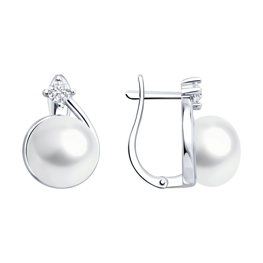 Серьги SOKOLOV из серебра с жемчугом и фианитами