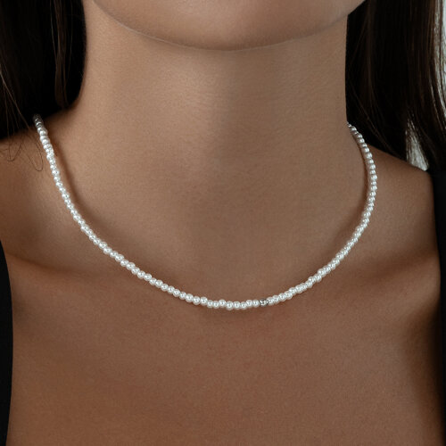 Колье из серебра с синтетическим жемчугом - фото 3