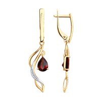 Серьги из золота с гранатами и фианитами