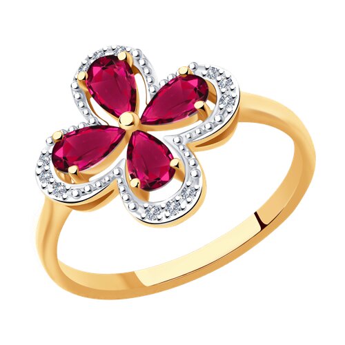 Кольцо из золота с бриллиантами и рубинами