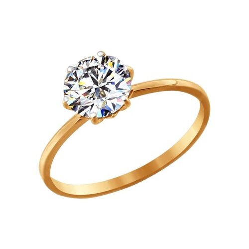 Помолвочное кольцо из золота с фианитом 016789 sokolov фото