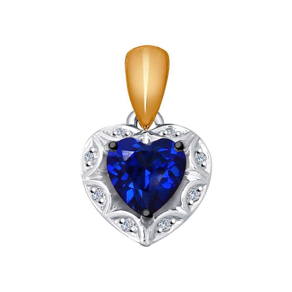 фото Подвеска с бриллиантами и синим корундом sokolov diamonds