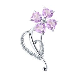 Брошь SOKOLOV из серебра с аметистами и фианитами 3100₽