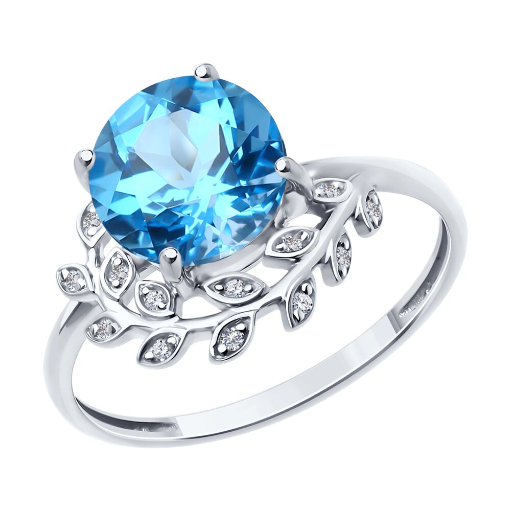 

Кольцо SOKOLOV Diamonds из белого золота с бриллиантами и топазом