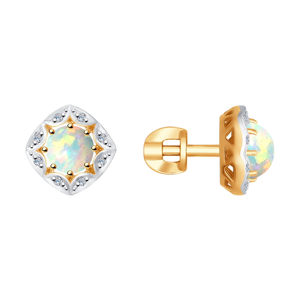 фото Серьги sokolov diamonds из золота с бриллиантами и опалами