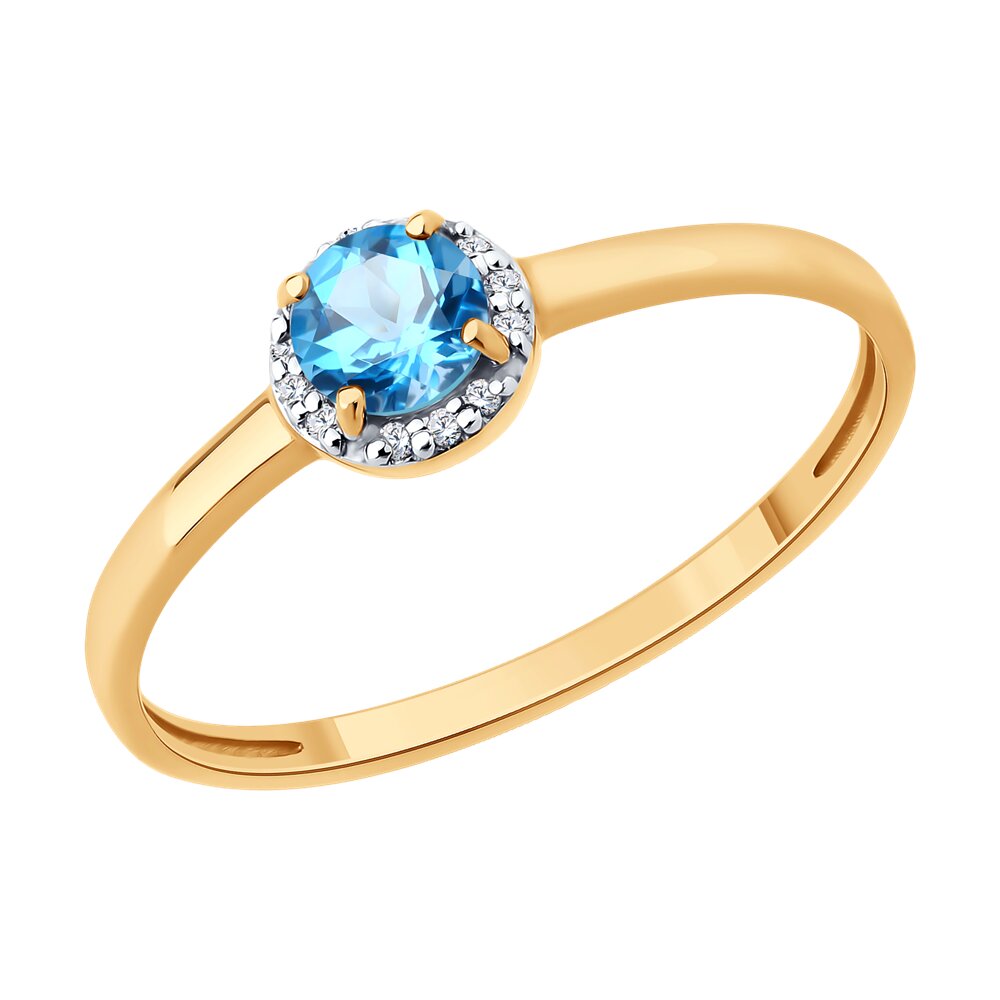 Кольцо SOKOLOV из золота с бриллиантами и топазом