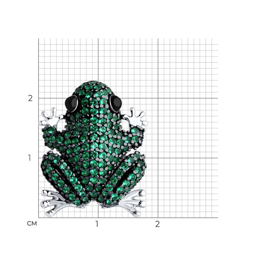 Брошь из серебра с фианитами и эмалью - фото 4