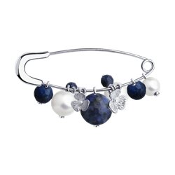 Брошь SOKOLOV из серебра с содалитом и синтетическим жемчугом 2500₽