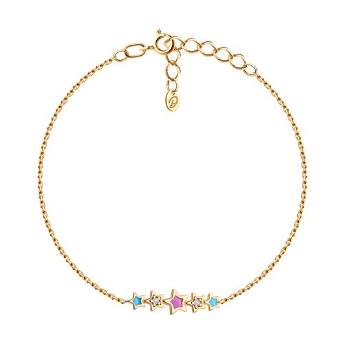 Браслет из золочёного серебра с фианитами и эмалью - фото 1