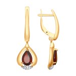 Серьги из золочёного серебра с гранатами и фианитами