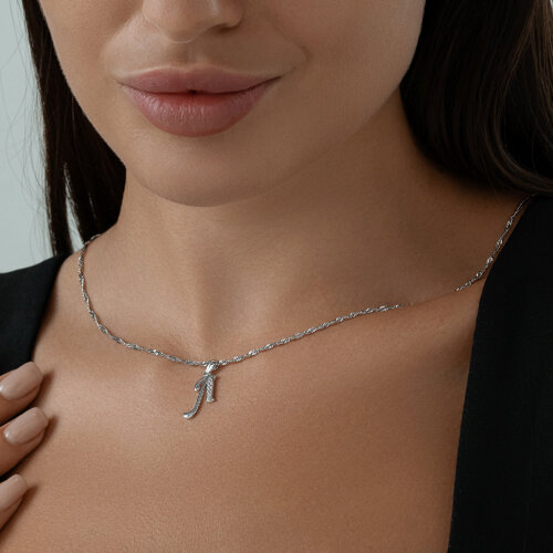 Подвеска-буква из серебра с фианитами - фото 3