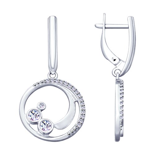 Серьги из серебра с фианитами
