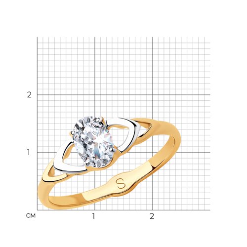 Кольцо из золочёного серебра с фианитом - фото 6