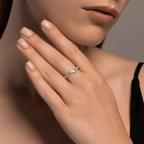 Кольцо из серебра с фианитами - фото 3