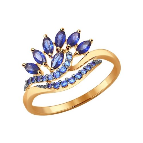 

Кольцо SOKOLOV из золота с корундами сапфировыми (синт.) и фианитами