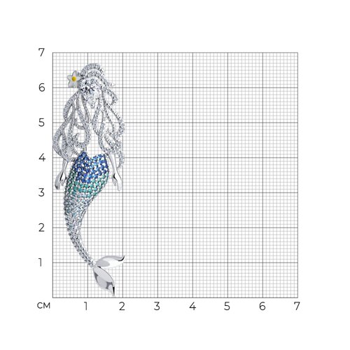 Брошь из серебра с фианитами и эмалью - фото 4