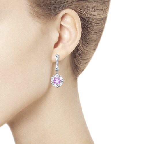 Серьги из серебра с аметистами и фианитами