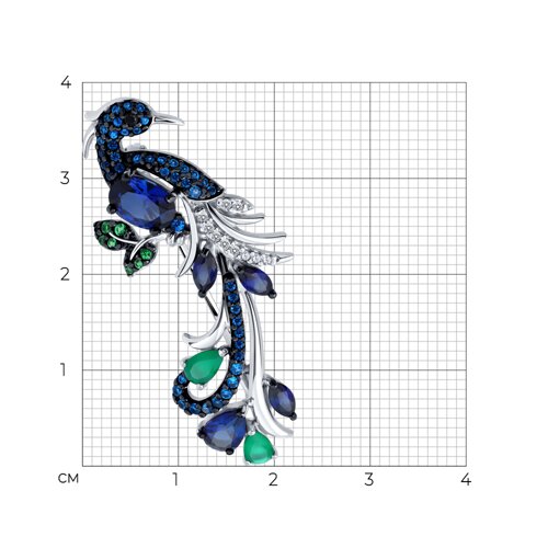 Брошь из серебра с миксом камней - фото 4