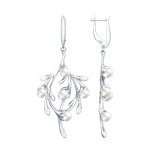 Серьги из серебра с эмалью и жемчугом