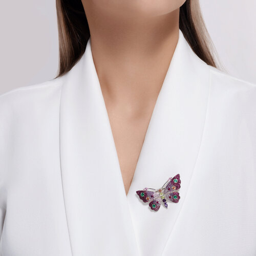 Брошь из серебра с корундами и фианитами - фото 3