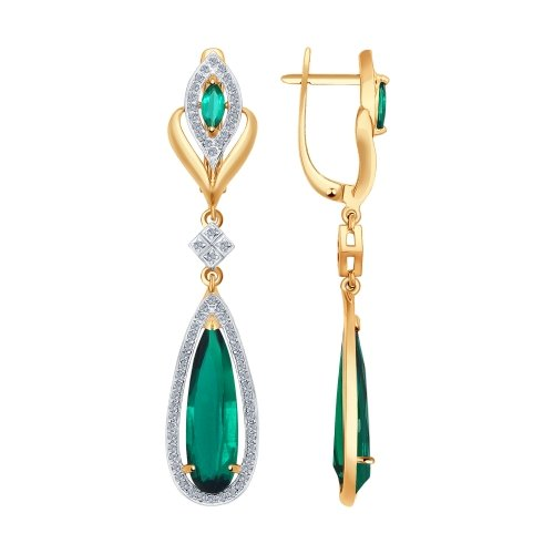 

Серьги длинные SOKOLOV Diamonds из золота с бриллиантами и гидротермальным изумрудом