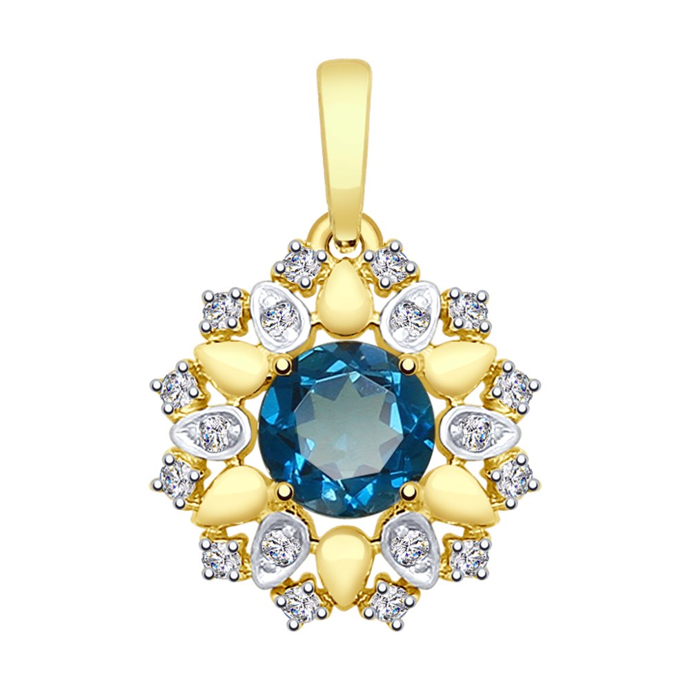 

Подвеска SOKOLOV из желтого золота с синим топазом и Swarovski Zirconia