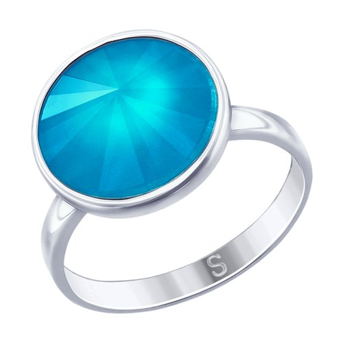Кольцо из серебра с голубым кристаллом Swarovski