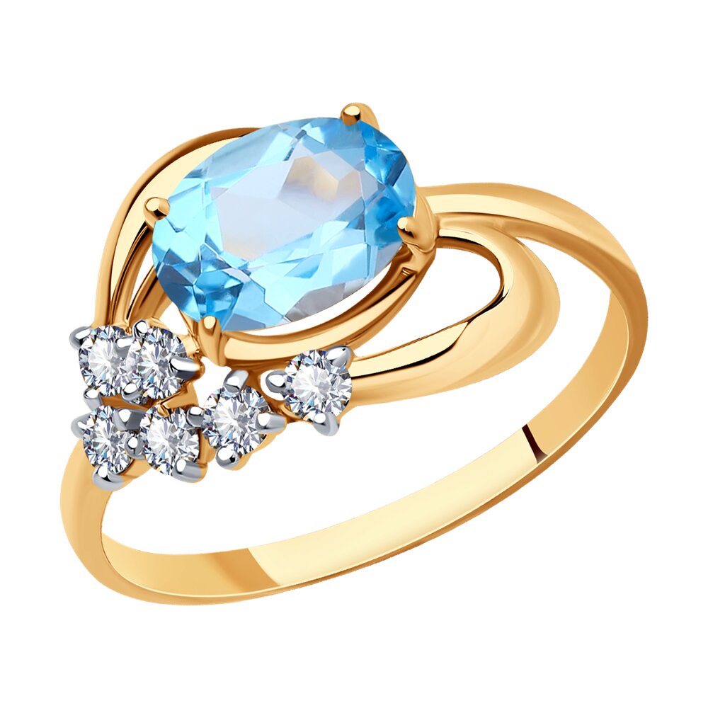 

Кольцо SOKOLOV из золота с топазом и фианитами