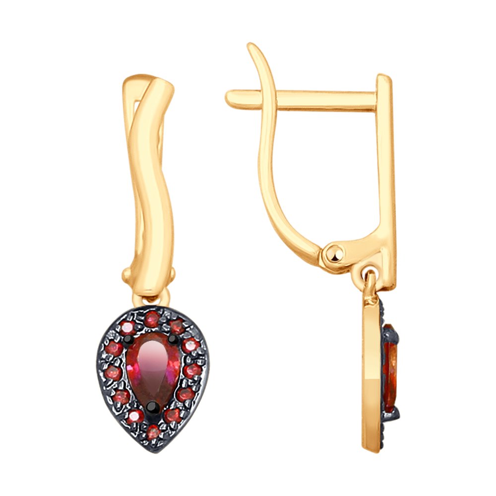 

Серьги SOKOLOV из золота с красными Swarovski Zirconia и фианитами