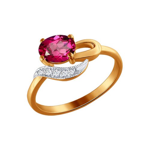 Кольцо цветы SOKOLOV из золота c бриллиантами и овальным рубином