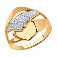 Кольцо из золочёного серебра с фианитами