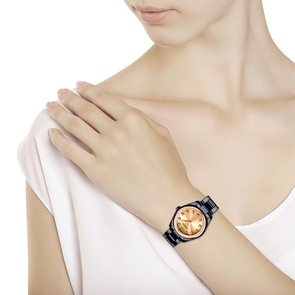 фото Женские часы sokolov из золота и стали black edition