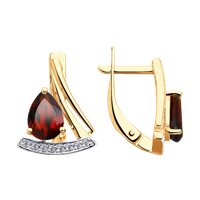 Серьги из золота с гранатами и фианитами