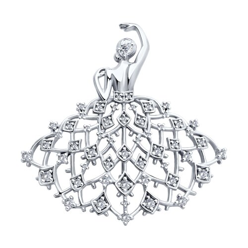 Брошь из серебра с фианитами - фото 1