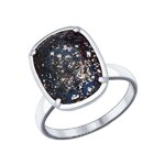 Кольцо из серебра с чёрным кристаллом Swarovski