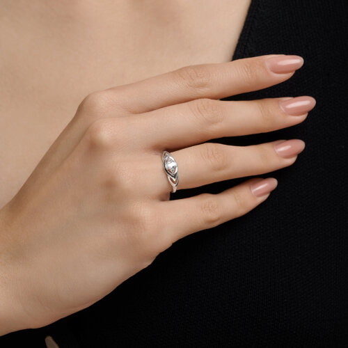 Кольцо из серебра с фианитами - фото 3