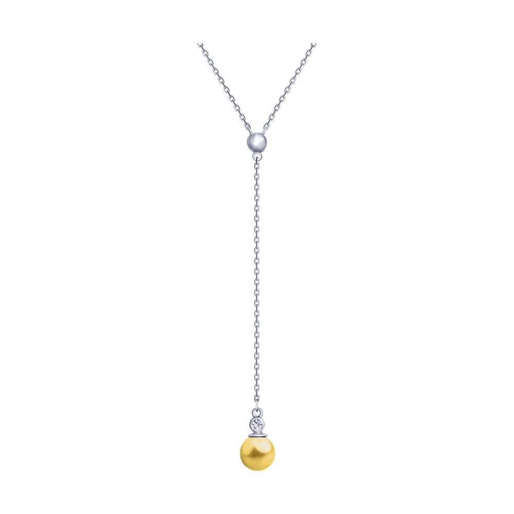 

Серебряное колье с жемчугом Swarovski и фианитом SOKOLOV